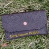 Dark brown pebble leather card wallet