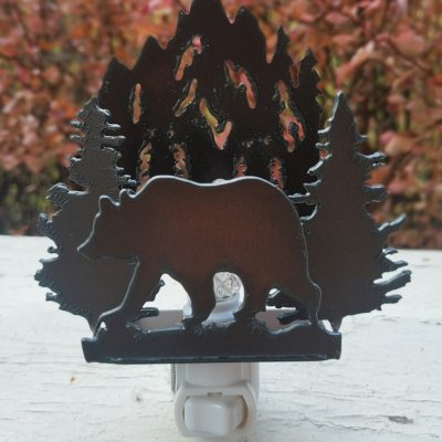 Steel grizzly night light