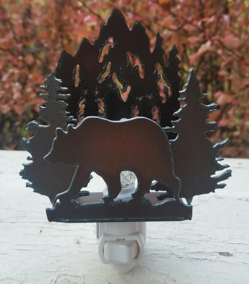 Steel grizzly night light