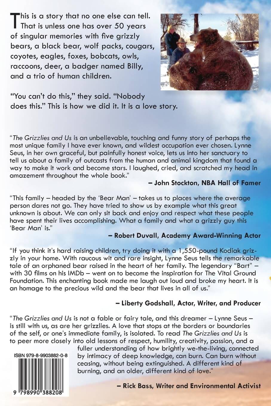 The back cover of the book Grizzlies and Us