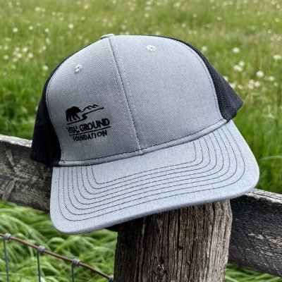 Grey trucker had with a black Vital Ground logo